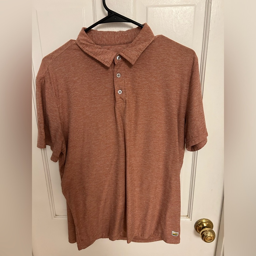 Vouri Strato tech polo size medium color is clove Heather